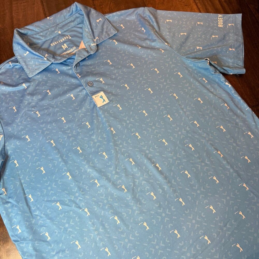 Bogey Bros Swinging Golfer AOP Polo size Medium Athletic Golf Lightweight